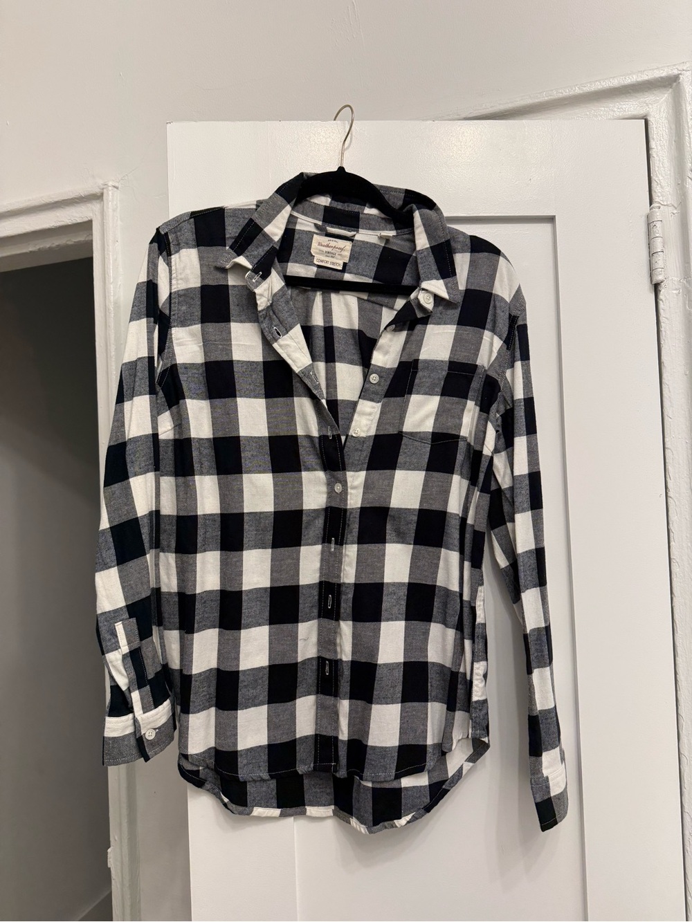 Black & White Buffalo Plaid Button-Up Shirt